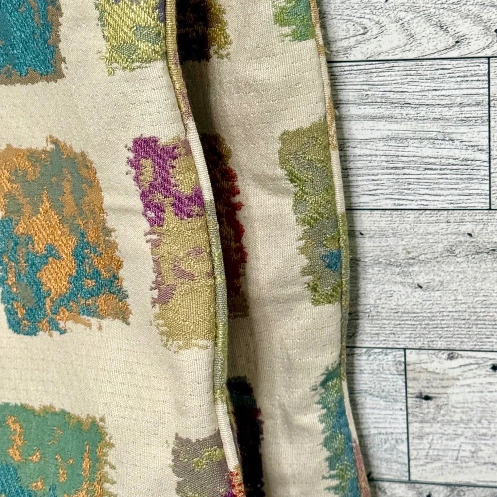 2-Pillow Cover Cream Jewel Tone Abstract Squares Textured Accent‎ Pillow 17 x 19